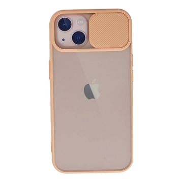 Newface iPhone 13 Palm Buzlu Kamera Sürgülü Silikon Pembe Cep Telefonu Kılıfı