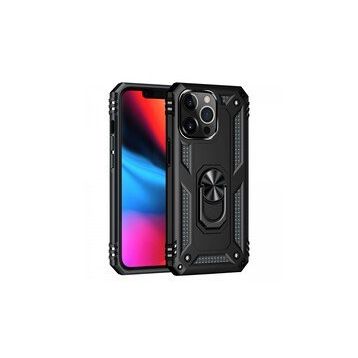 Newface iPhone 13 Pro Sofya Yüzüklü Silikon Kapak Siyah Kılıf