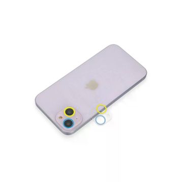Newface iPhone 13 Renkli Sarı-Mavi Kamera Lens Koruma Cam