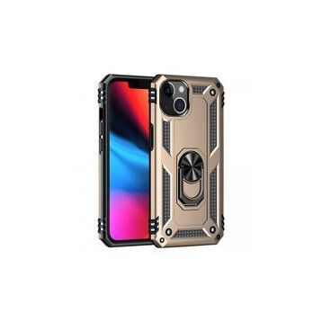 Newface iPhone 14 Plus Sofya Yüzüklü Silikon Kapak Gold Kılıf