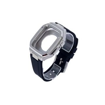 Newface KR402 Apple Watch 45 mm Siyah Metal Kasa Silikon Kordon