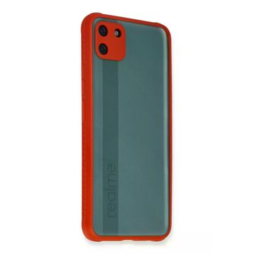 Newface Realme C11 Miami Şeffaf Silikon - Kırmızı Kılıf