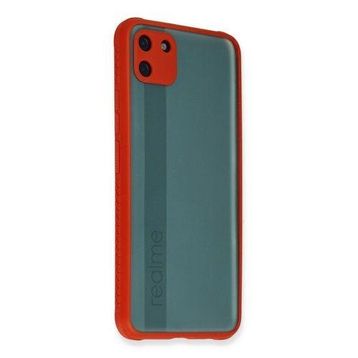 Newface Realme C11 Miami Şeffaf Silikon - Kırmızı Kılıf