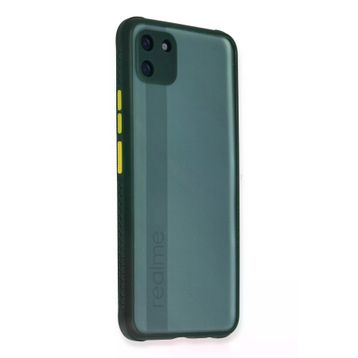 Newface Realme C11 Miami Şeffaf Silikon Koyu Yeşil Cep Telefonu Kılıfı
