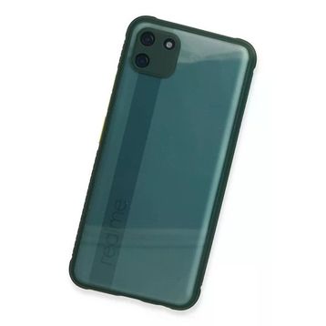 Newface Realme C11 Miami Şeffaf Silikon Koyu Yeşil Cep Telefonu Kılıfı