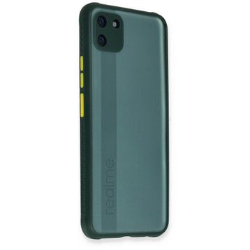 Newface Realme C11 Miami Şeffaf Silikon Koyu Yeşil Cep Telefonu Kılıfı