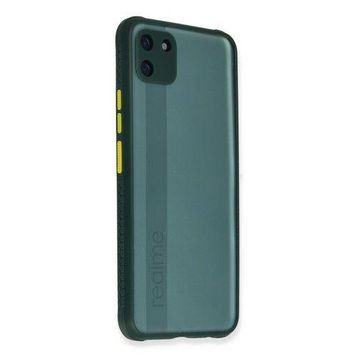 Newface Realme C11 Miami Şeffaf Silikon Koyu Yeşil Cep Telefonu Kılıfı