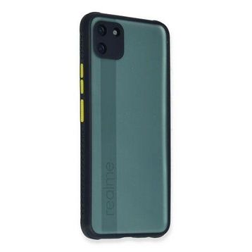 Newface Realme C11 Miami Şeffaf Silikon Lacivert Cep Telefonu Kılıfı