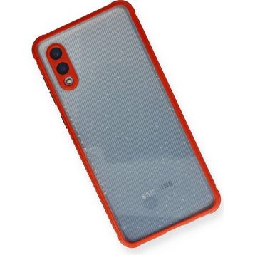 Newface Samsung Galaxy A02 Miami Şeffaf Silikon Kırmızı Cep Telefonu Kılıfı