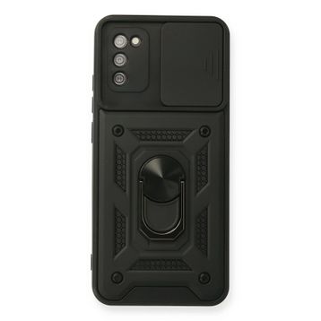 Newface Samsung Galaxy A02S Pars Lens Yüzüklü Silikon - Siyah Kılıf