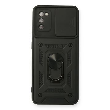 Newface Samsung Galaxy A02S Pars Lens Yüzüklü Silikon - Siyah Kılıf