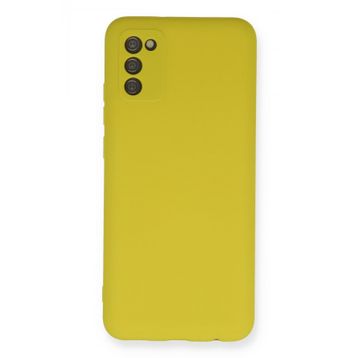 Newface Samsung Galaxy A03S Nano içi Kadife Silikon Sarı Cep Telefonu Kılıfı