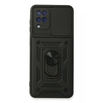 Newface Samsung Galaxy A22 Pars Lens Yüzüklü Silikon - Siyah Kılıf