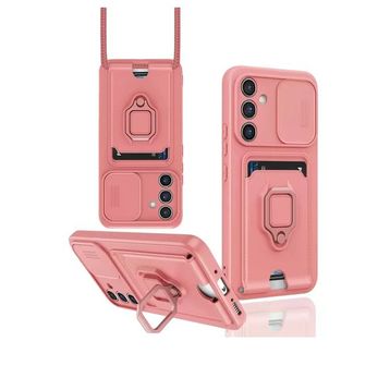 Newface Samsung Galaxy A54 5G Zuma Kartvizitli Yüzüklü Silikon Pembe Cep Telefonu Kılıfı