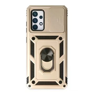 Newface Samsung Galaxy A72 Pars Lens Yüzüklü Silikon Gold Cep Telefonu Kılıfı