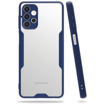 Newface Samsung Galaxy A72 Platin Silikon Lacivert Cep Telefonu Kılıfı