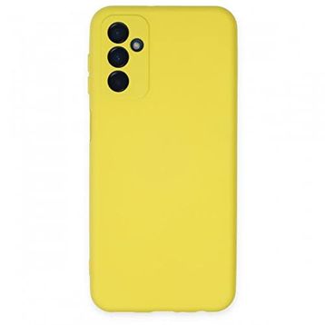 Newface Samsung Galaxy M23 Nano İçi Kadife Silikon Sarı Cep Telefonu Kılıfı