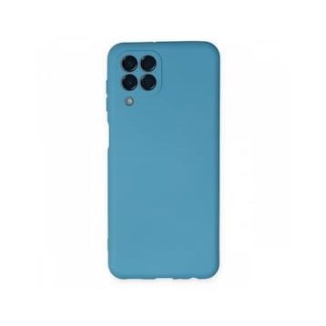 Newface Samsung Galaxy M33 Nano İçi Kadife Silikon Mavi Cep Telefonu Kılıfı