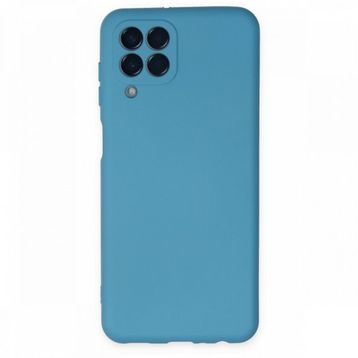 Newface Samsung Galaxy M33 Nano İçi Kadife Silikon Mavi Cep Telefonu Kılıfı