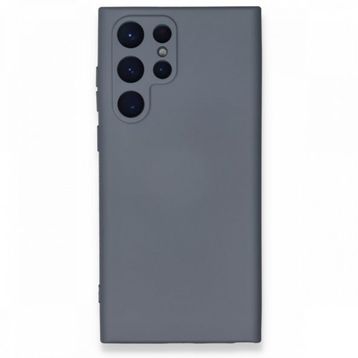 Newface Samsung Galaxy S22 Ultra Nano İçi Kadife Silikon Gri Cep Telefonu Kılıfı