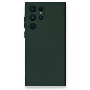 Newface Samsung Galaxy S23 Ultra Nano içi Kadife Silikon Koyu Yeşil Cep Telefonu Kılıfı