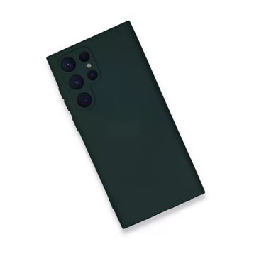 Newface Samsung Galaxy S23 Ultra Nano içi Kadife Silikon Koyu Yeşil Cep Telefonu Kılıfı
