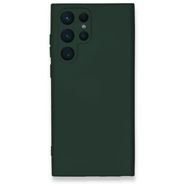 Newface Samsung Galaxy S23 Ultra Nano içi Kadife Silikon Koyu Yeşil Cep Telefonu Kılıfı