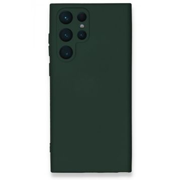 Newface Samsung Galaxy S23 Ultra Nano içi Kadife Silikon Koyu Yeşil Cep Telefonu Kılıfı