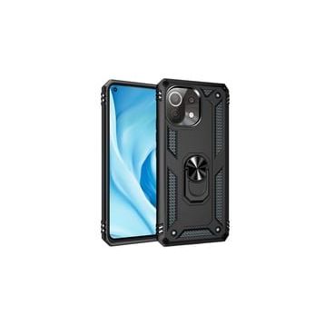 Newface Xiaomi Mi 11 Lite Kılıf Sofya Yüzüklü Siyah Silikon Kapak Kılıf