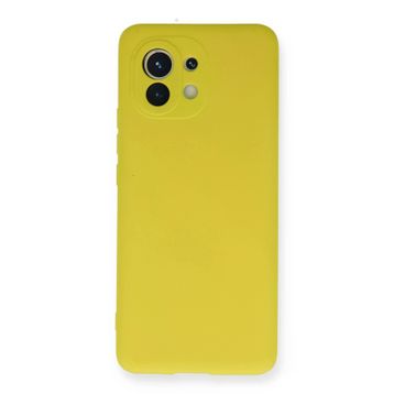 Newface Xiaomi Mi 11 Nano İçi Kadife Silikon Sarı Cep Telefonu Kılıfı
