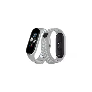 Newface Xiaomi Mi Band 6 Gri-Kırmızı Spor Delikli Kordon