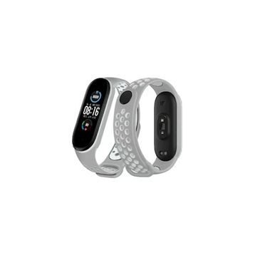 Newface Xiaomi Mi Band 6 Gri-Kırmızı Spor Delikli Kordon