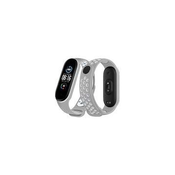 Newface Xiaomi Mi Band 6 Gri-Kırmızı Spor Delikli Kordon