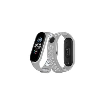 Newface Xiaomi Mi Band 6 Gri-Kırmızı Spor Delikli Kordon