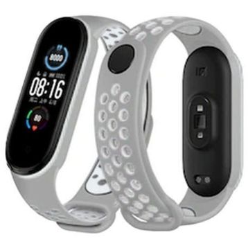 Newface Xiaomi Mi Band 6 Gri-Kırmızı Spor Delikli Kordon