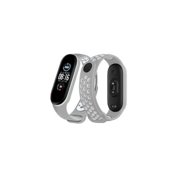 Newface Xiaomi Mi Band 6 Gri-Kırmızı Spor Delikli Kordon