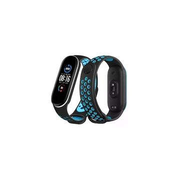 Newface Xiaomi Mi Band 6 Siyah-Mavi-Beyaz Spor Delikli Kordon