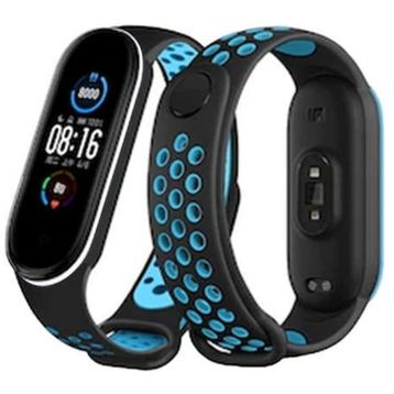 Newface Xiaomi Mi Band 6 Siyah-Mavi-Beyaz Spor Delikli Kordon