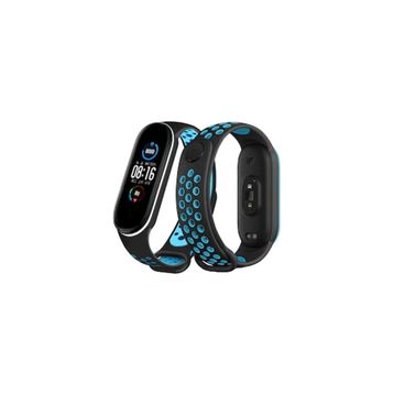 Newface Xiaomi Mi Band 6 Siyah-Mavi-Beyaz Spor Delikli Kordon