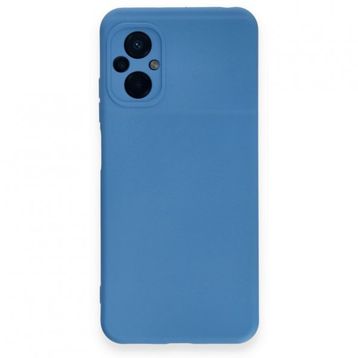 Newface Xiaomi Poco M5 Nano İçi Kadife Silikon Mavi Cep Telefonu Kılıfı