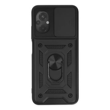 Newface Xiaomi Poco M5 Pars Lens Yüzüklü Silikon Siyah Kılıf