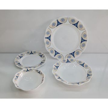 Newore Opal 24 Parça 6 Kişilik Mavi Sarı Çizgi Desen Yemek Takımı