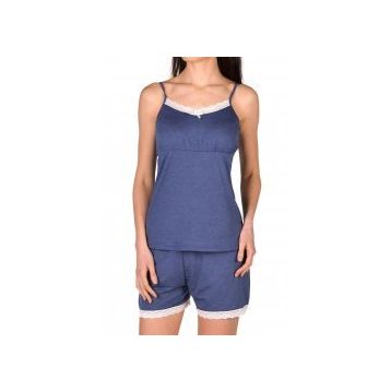 Nicoletta Kadın Şortlu İpli Dantelli Cepli Pamuk Pijama Takımı