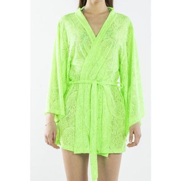 Nicoletta NIC1026_R18 Yeşil Dantelli Kadın Pareo Kaftan Sabahlık