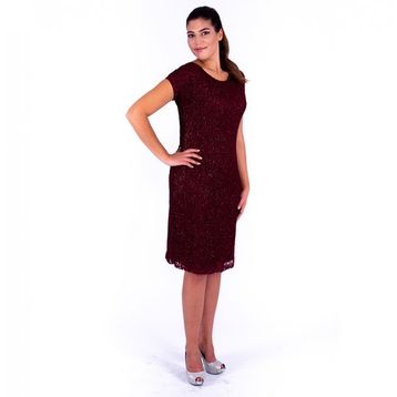 Nidya Moda 4035YB Bordo Büyük Beden Sim Dantel Vako Abiye Kadın Elbise