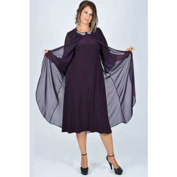 Nidya Moda 4037M Mürdüm Kadın Elbise