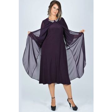 Nidya Moda 4037M Mürdüm Kadın Elbise