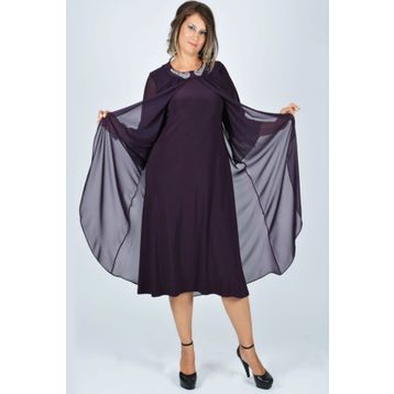Nidya Moda 4037M Mürdüm Kadın Elbise