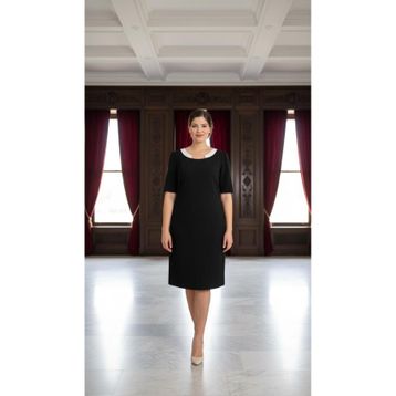 Nidya Moda 4156S Siyah Büyük Beden Yaka Ay Kombinli Abiye Kadın Elbise