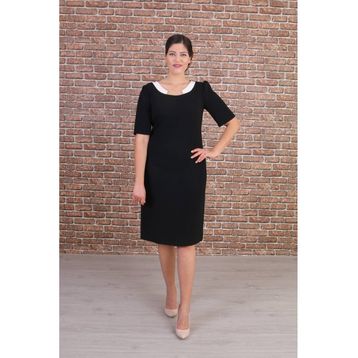 Nidya Moda 4156S Siyah Büyük Beden Yaka Ay Kombinli Abiye Kadın Elbise